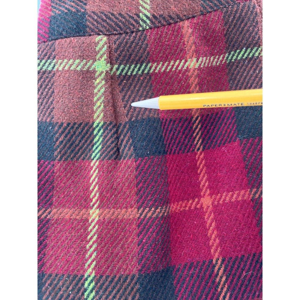 Y2K Hillard Hanson Plaid Pencil Mini Skirt Academia Womens 6 Red 90s Schoolgirl - Picture 9 of 12